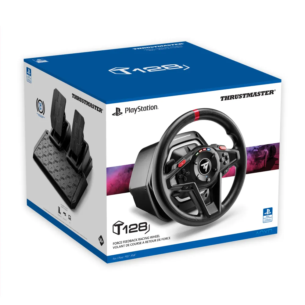Thrustmaster T128 - Volante Force Feedback Hybrid Drive + Pedali, PC / PS5 / PS4