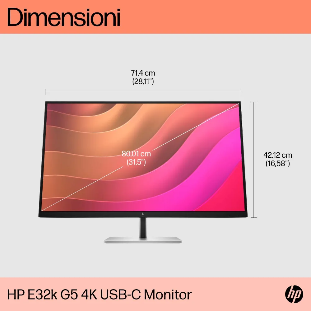 HP E32k G5 31.5" 4K UHD IPS USB-C 65W RJ45 Pivot