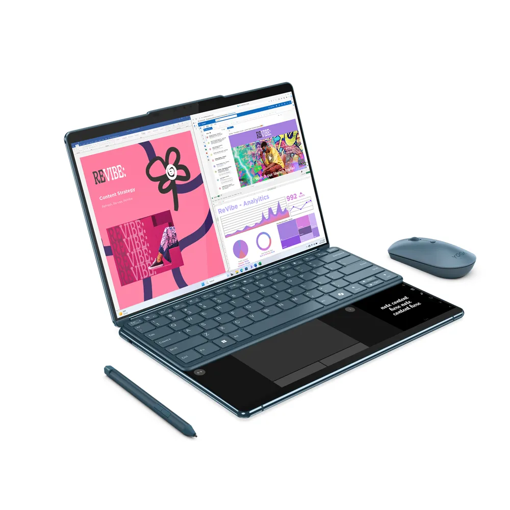 Lenovo Yoga Book 9 13IMU9 Intel Core Ultra 7 155U Ibrido (2 in 1) 33,8 cm (13.3") Touch screen 2.8K 32 GB LPDDR5x-SDRAM 1 TB SSD Wi-Fi 6E (802.11ax) Windows 11 Home Colore foglia di tè