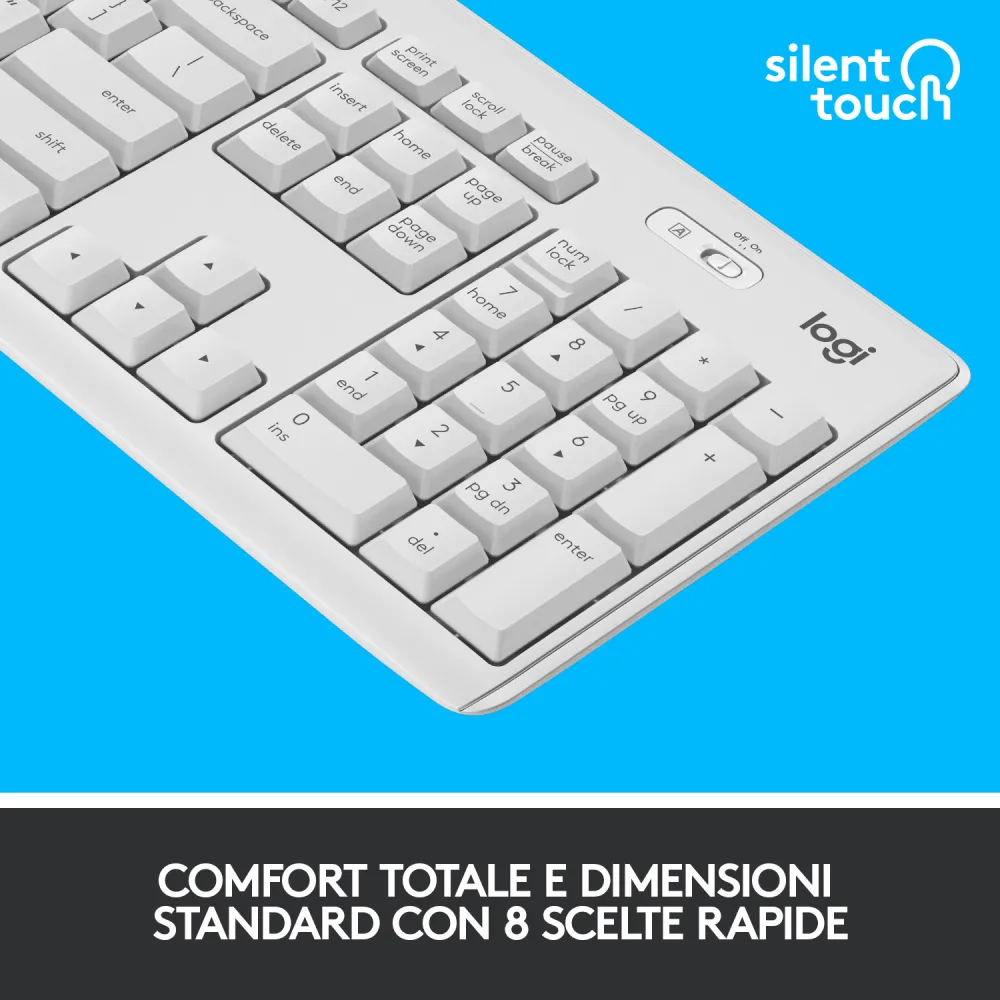 Logitech MK295 Silent Wireless Combo - Kit Tastiera e Mouse Wireless Layout Italiano, Tecnologia SilentTouch