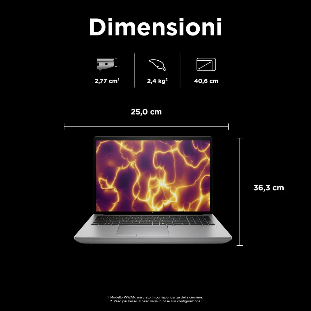 HP ZBook Fury 16 G11 Intel® Core™ i7-13850HX Workstation mobile 40,6 cm (16") WUXGA 32 GB DDR5-SDRAM 1 TB SSD NVIDIA RTX 2000 Ada Wi-Fi 7 (802.11be) Windows 11 Pro Grigio