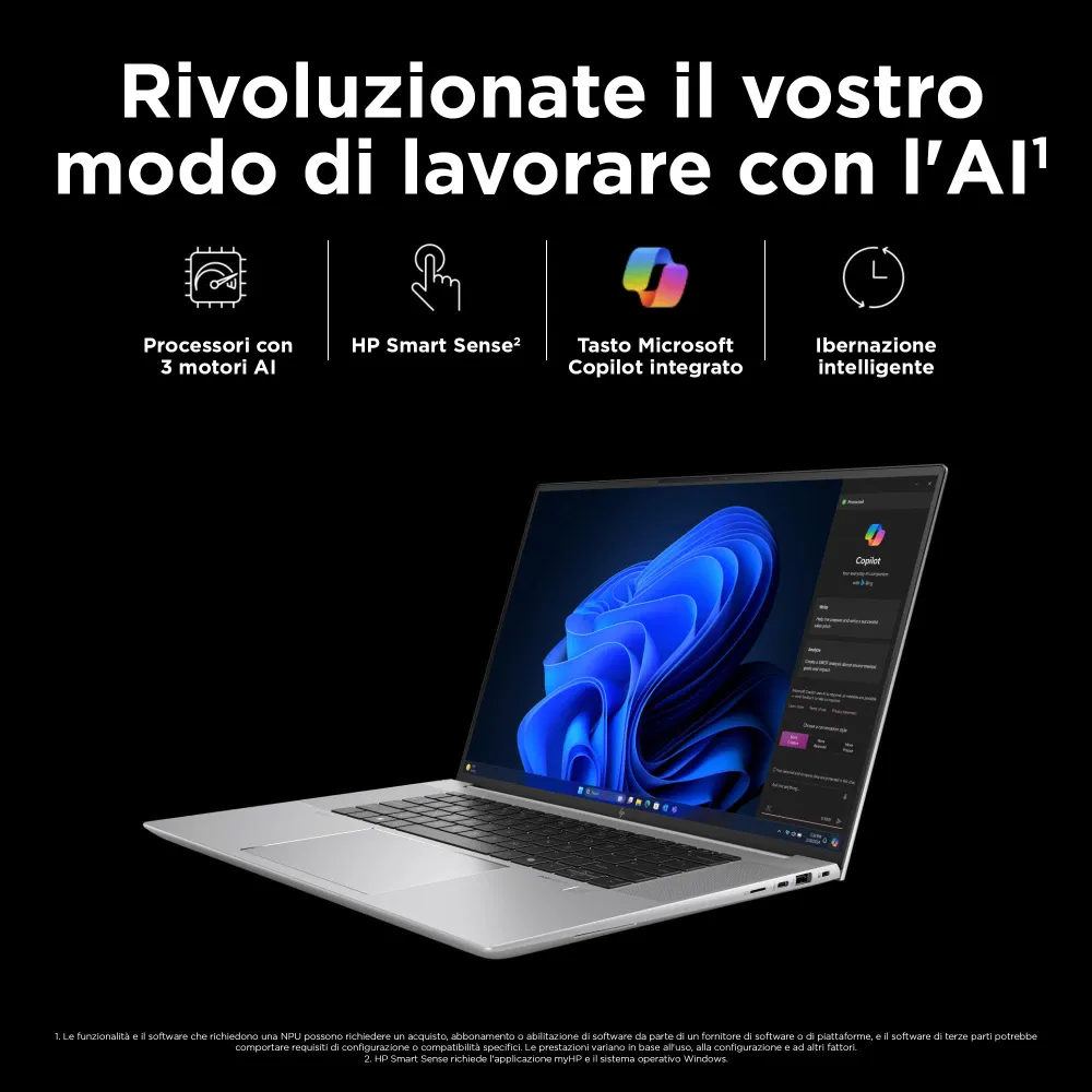HP ZBook Studio 16 G11 Intel Core Ultra 9 185H Workstation mobile 40,6 cm (16") WQUXGA 32 GB DDR5-SDRAM 1 TB SSD NVIDIA GeForce RTX 4070 Wi-Fi 7 (802.11be) Windows 11 Pro Argento