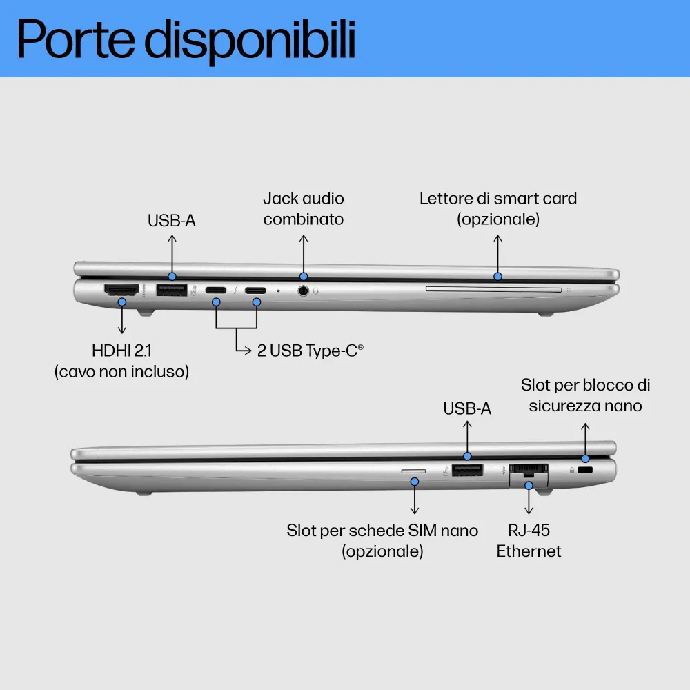 HP EliteBook 630 G11 Intel Core Ultra 5 125U Notebook 33,8 cm (13.3") WUXGA 8 GB DDR5-SDRAM 256 GB SSD Wi-Fi 6E (802.11ax) Windows 11 Pro Argento
