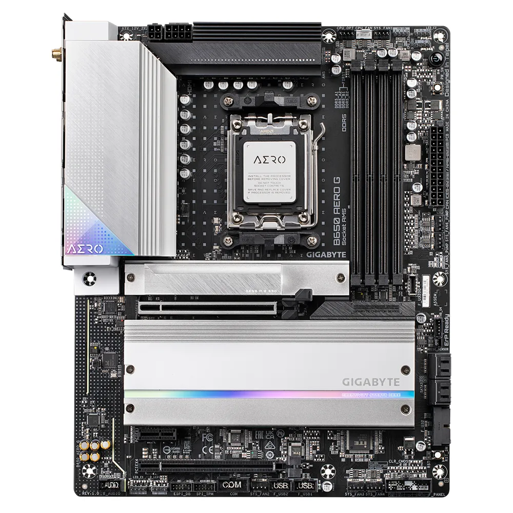 GIGABYTE B650 AERO G Scheda madre - Supporta CPU AMD Ryzen serie 9000, fino a 8000 MHz DDR5 (OC), 1xPCIe 5.0 + 2xPCIe 4.0 M.2, LAN 2,5 GbE, WIFI 6E, USB 3.2 Gen 2
