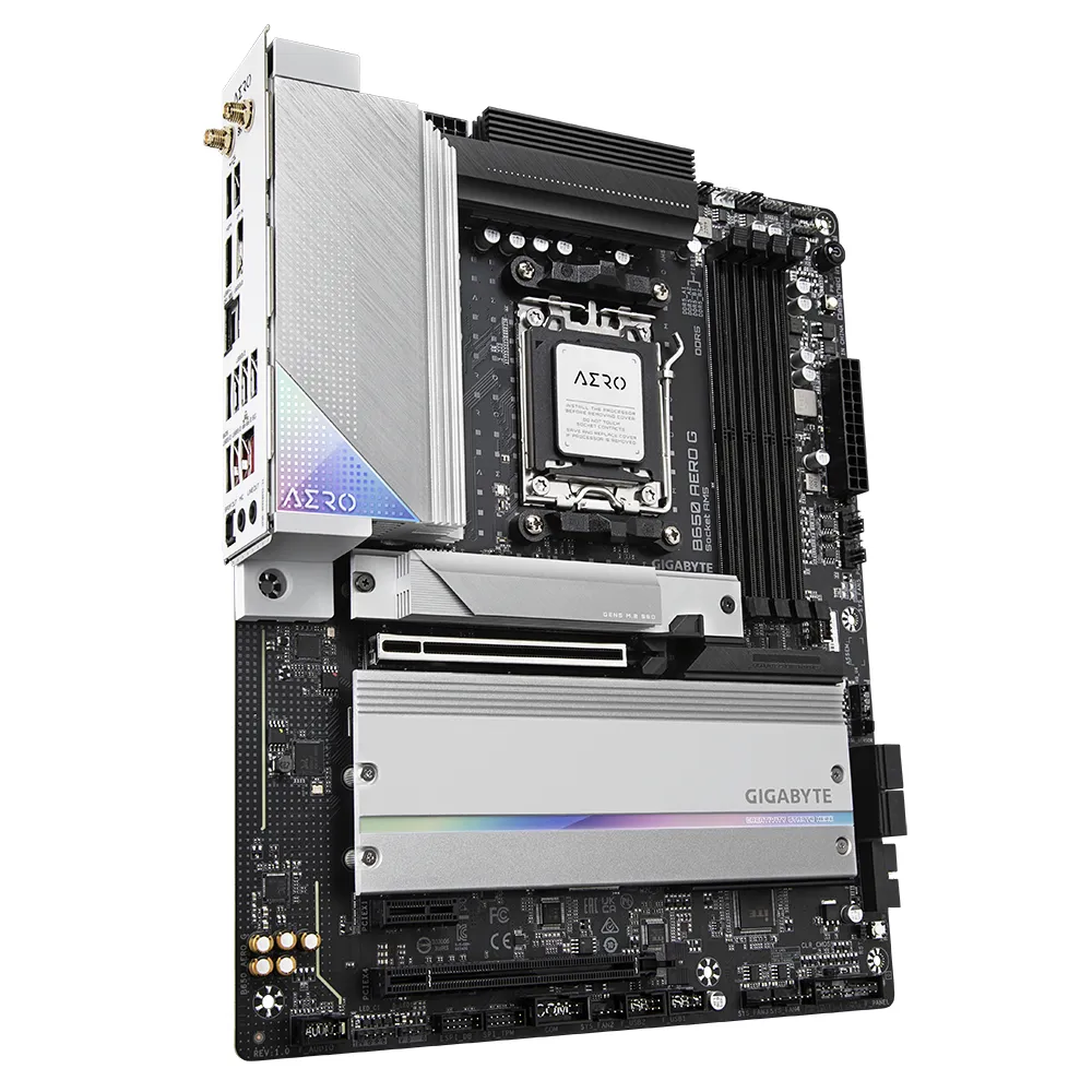 GIGABYTE B650 AERO G Scheda madre - Supporta CPU AMD Ryzen serie 9000, fino a 8000 MHz DDR5 (OC), 1xPCIe 5.0 + 2xPCIe 4.0 M.2, LAN 2,5 GbE, WIFI 6E, USB 3.2 Gen 2