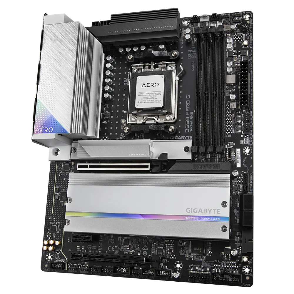 GIGABYTE B650 AERO G Scheda madre - Supporta CPU AMD Ryzen serie 9000, fino a 8000 MHz DDR5 (OC), 1xPCIe 5.0 + 2xPCIe 4.0 M.2, LAN 2,5 GbE, WIFI 6E, USB 3.2 Gen 2