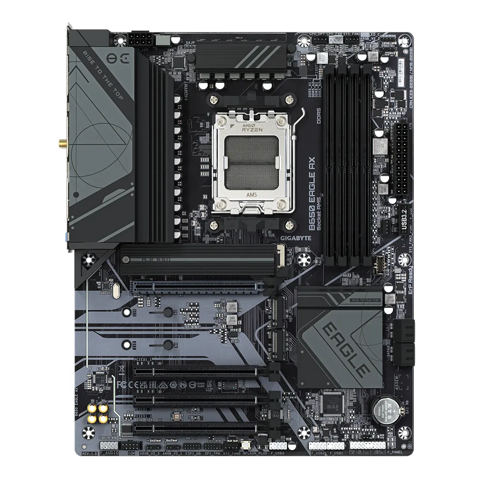 GIGABYTE B650 EAGLE AX Scheda madre - AMD Ryzen serie 9000, VRM a 12+2+2 fasi, fino a 7600 MHz DDR5 (OC), 1xPCIe 5.0 + 2xPCIe 4.0 M.2, LAN GbE, WIFI 6E, USB 3.2 Gen 2