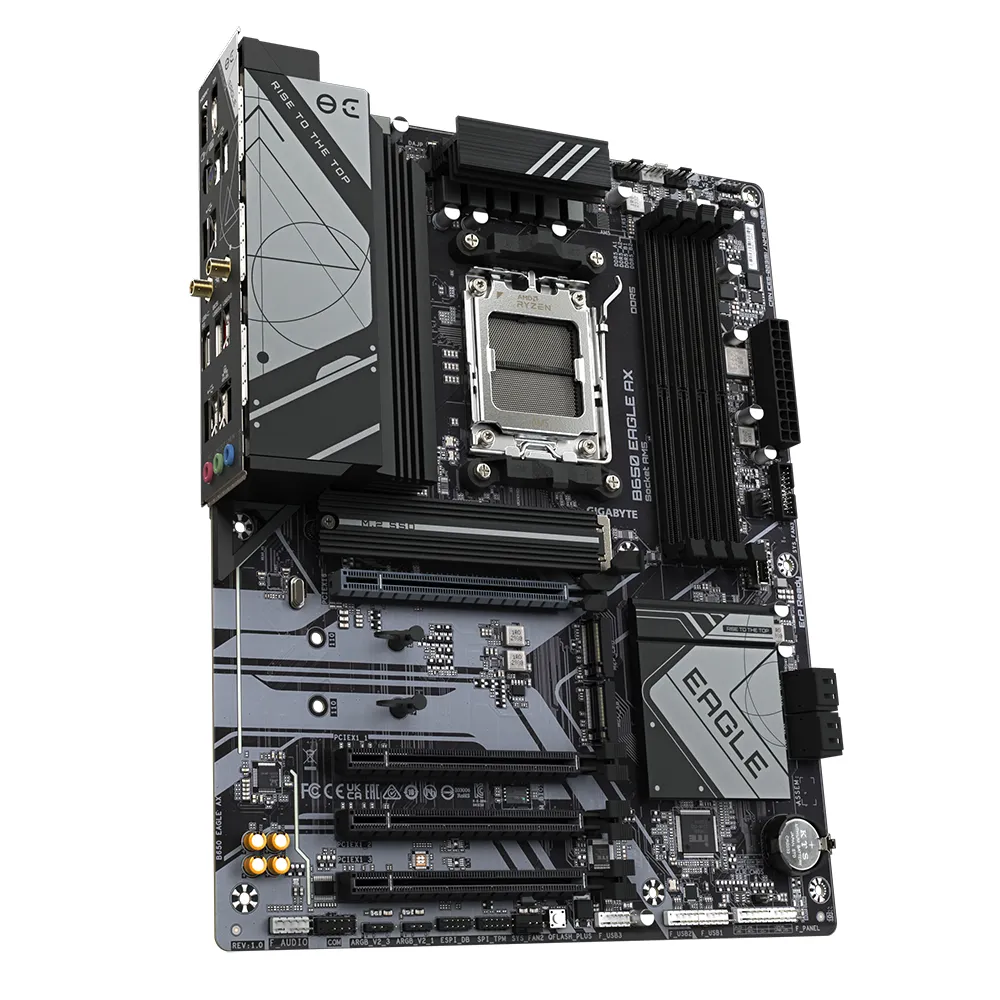 GIGABYTE B650 EAGLE AX Scheda madre - AMD Ryzen serie 9000, VRM a 12+2+2 fasi, fino a 7600 MHz DDR5 (OC), 1xPCIe 5.0 + 2xPCIe 4.0 M.2, LAN GbE, WIFI 6E, USB 3.2 Gen 2