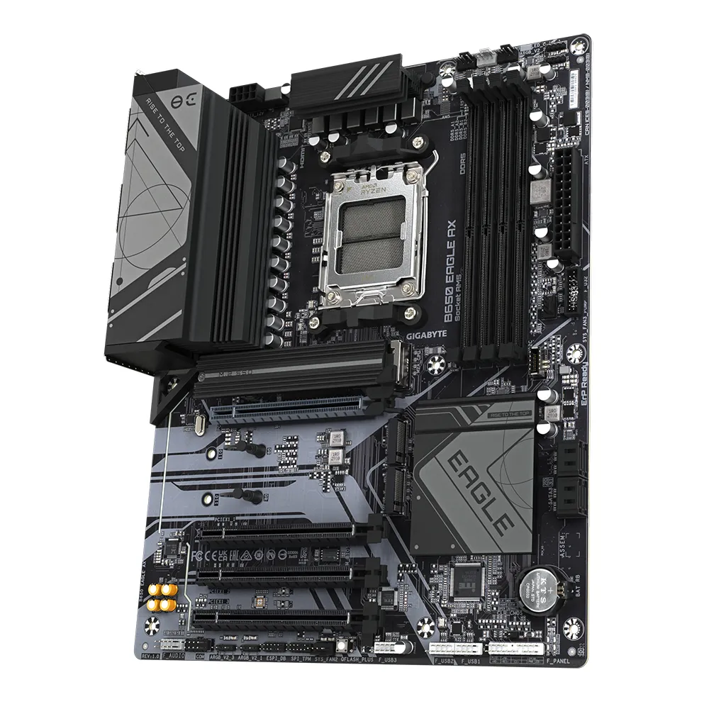 GIGABYTE B650 EAGLE AX Scheda madre - AMD Ryzen serie 9000, VRM a 12+2+2 fasi, fino a 7600 MHz DDR5 (OC), 1xPCIe 5.0 + 2xPCIe 4.0 M.2, LAN GbE, WIFI 6E, USB 3.2 Gen 2