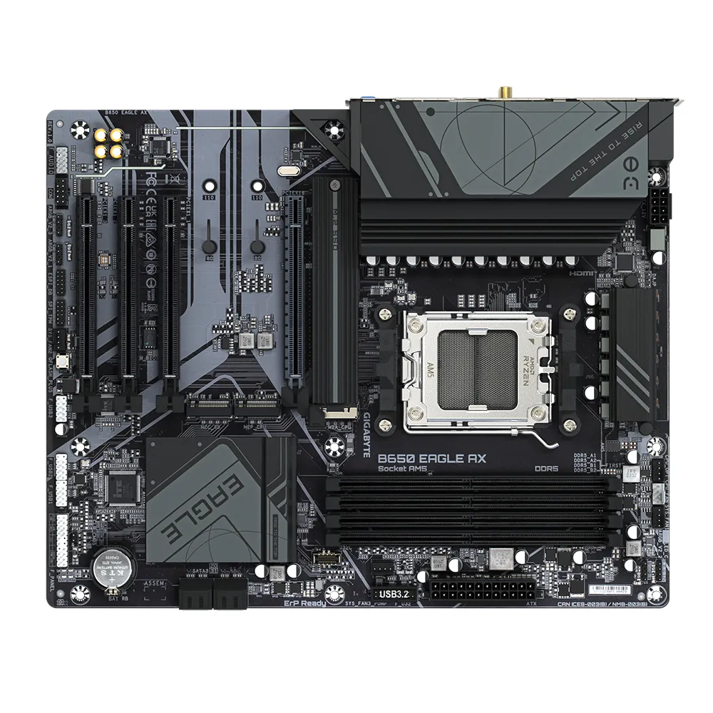 GIGABYTE B650 EAGLE AX Scheda madre - AMD Ryzen serie 9000, VRM a 12+2+2 fasi, fino a 7600 MHz DDR5 (OC), 1xPCIe 5.0 + 2xPCIe 4.0 M.2, LAN GbE, WIFI 6E, USB 3.2 Gen 2