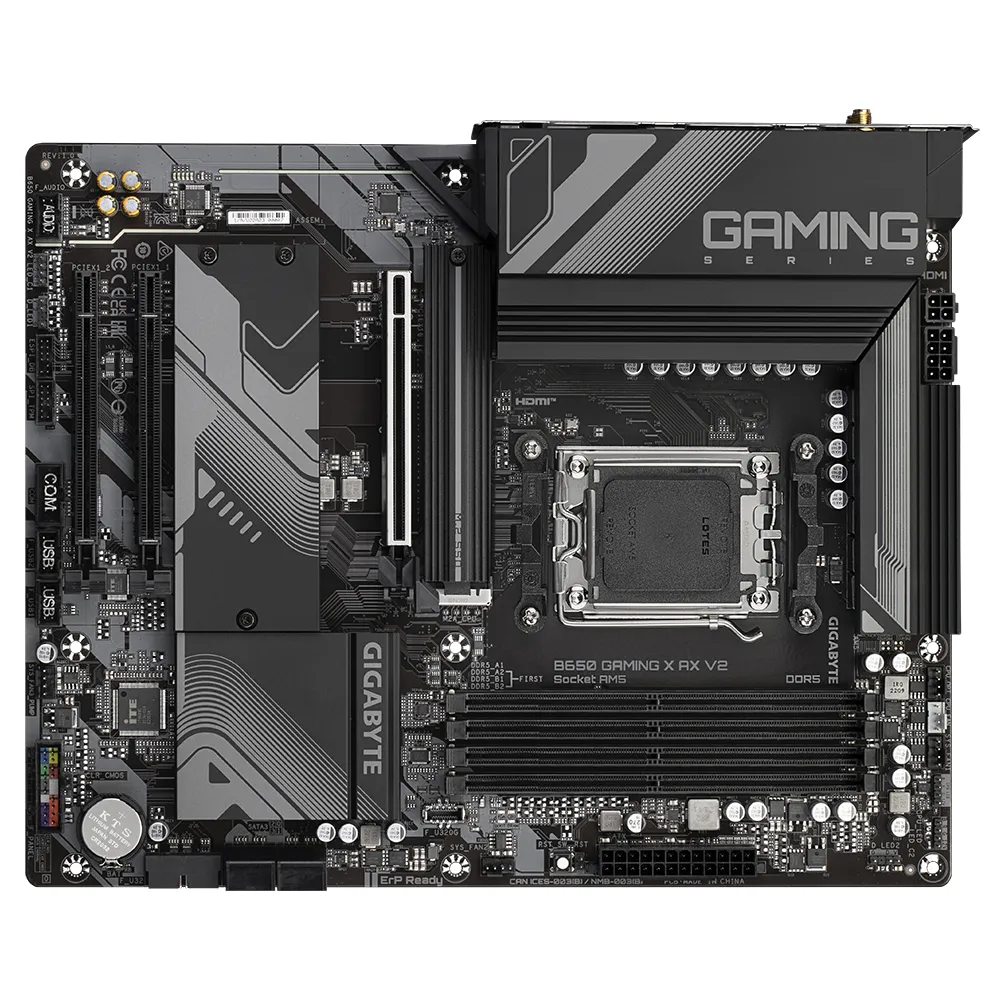 GIGABYTE B650 GAMING X AX V2 Scheda madre - AMD Ryzen serie 9000, VRM a 8+2+2 fasi, fino a 8000 MHz DDR5 (OC), 1xPCIe 5.0 + 2xPCIe 4.0 M.2, LAN 2,5 GbE, WIFI 6E, USB 3.2 Gen 2