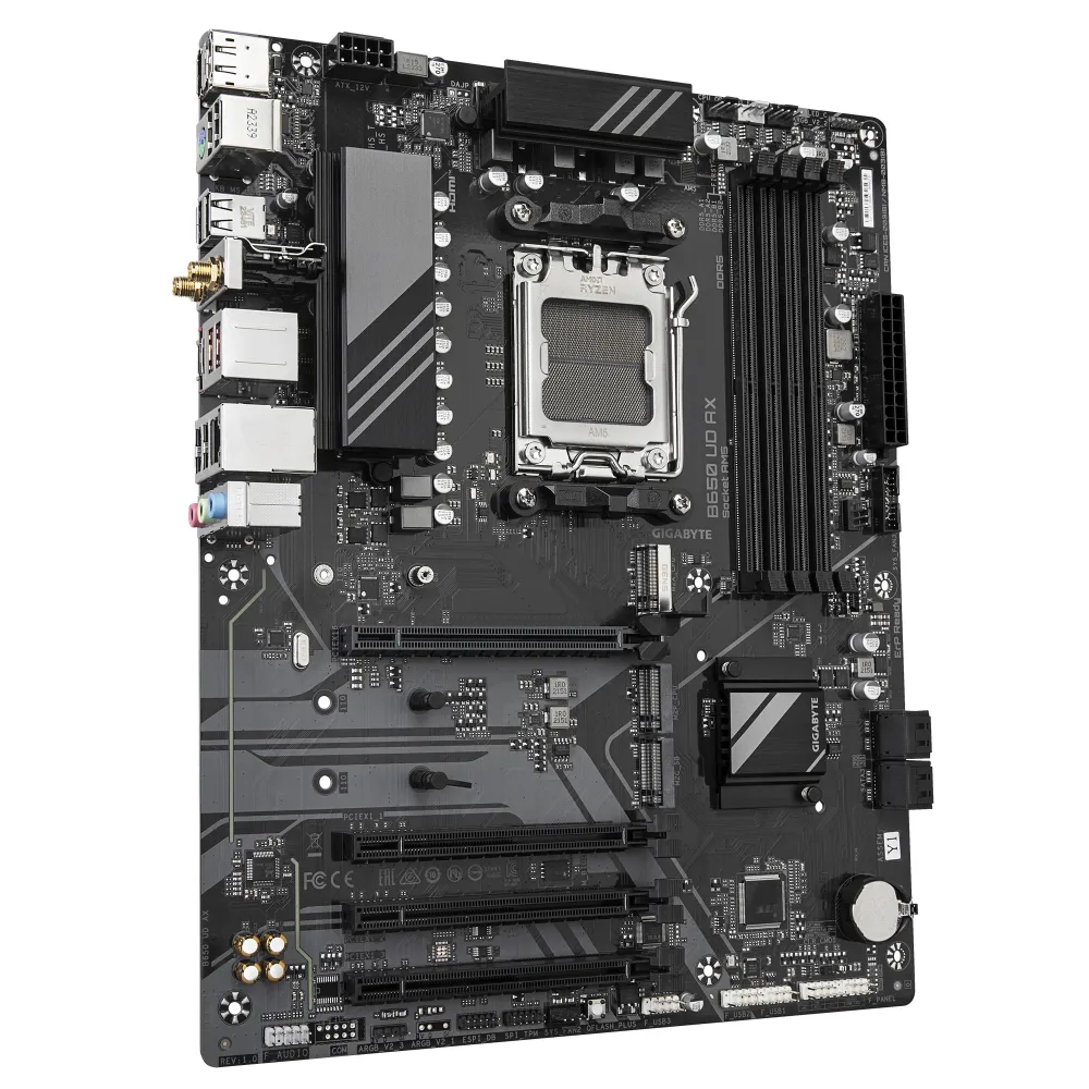 GIGABYTE B650 UD AX Scheda Madre - Supporta CPU AMD Ryzen Serie 9000, VRM a 6+2+2 fasi, fino a 7600MHz DDR5 (OC), 1x PCIe 5.0 + 2x PCIe 4.0 M.2, LAN GbE, Wi-Fi 6, USB 3.2 Gen 2