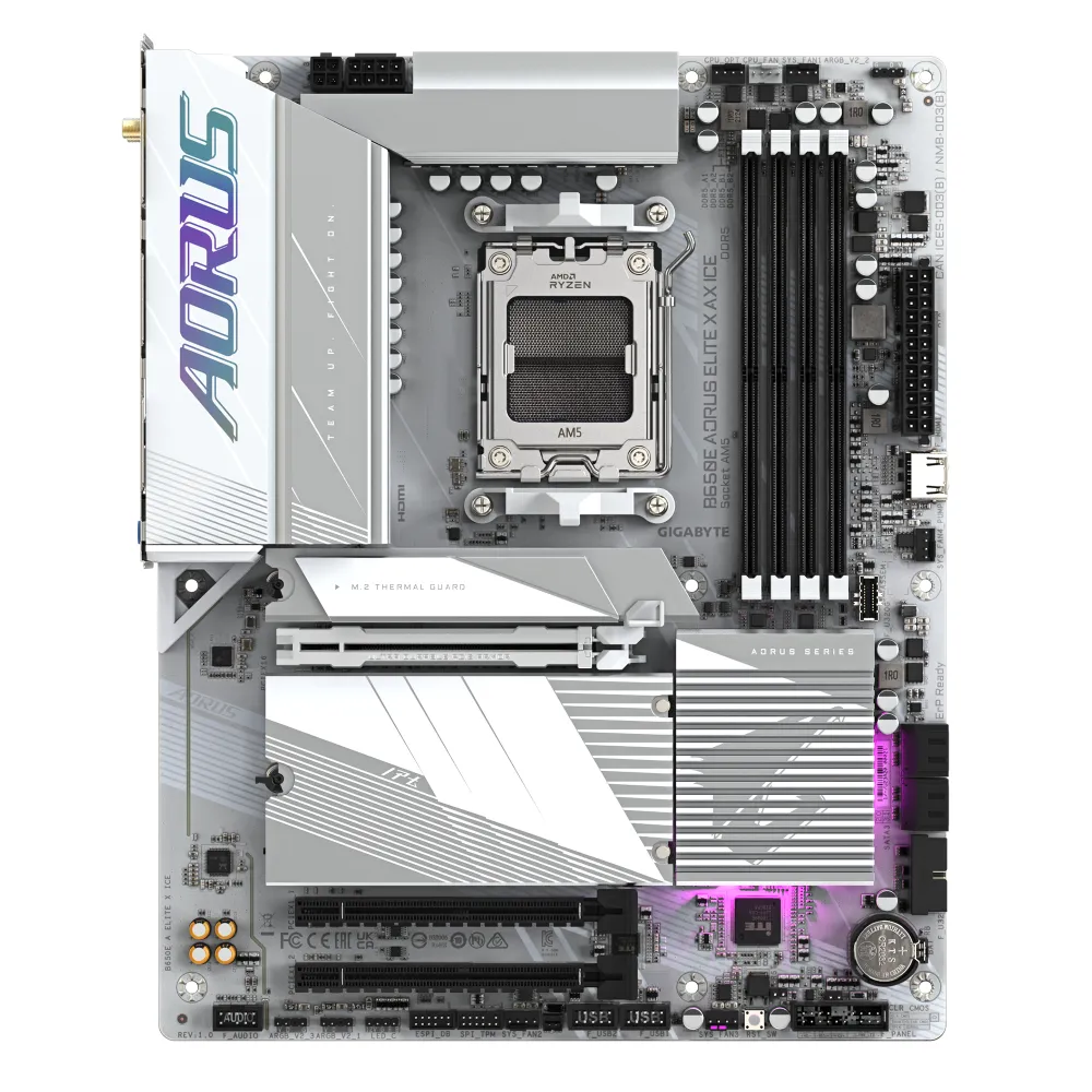 GIGABYTE B650E AORUS ELITE X AX ICE Scheda madre - AMD Ryzen serie 9000, VRM a 12+2+2 fasi, fino a 8000 MHz DDR5 (OC), 1xPCIe 5.0 + 2xPCIe 4.0 M.2, LAN 2,5 GbE, WIFI 6E, USB 3.2 Gen 2