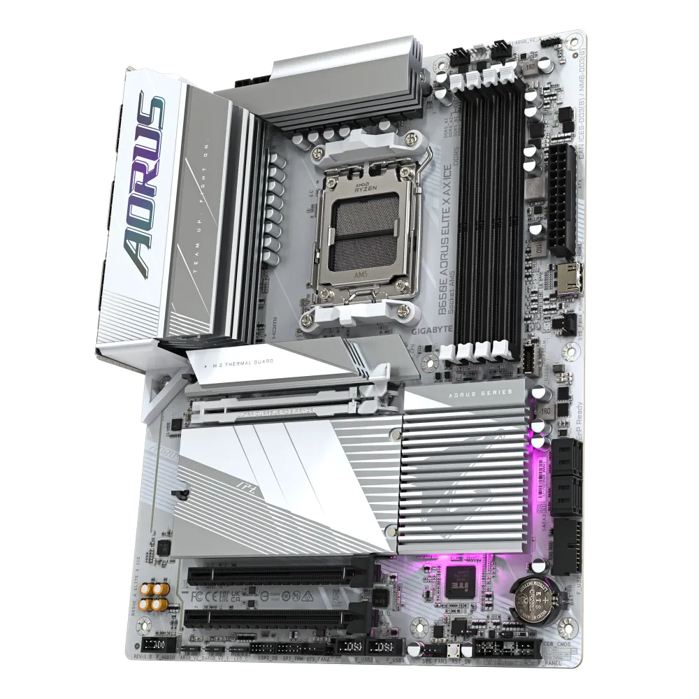 GIGABYTE B650E AORUS ELITE X AX ICE Scheda madre - AMD Ryzen serie 9000, VRM a 12+2+2 fasi, fino a 8000 MHz DDR5 (OC), 1xPCIe 5.0 + 2xPCIe 4.0 M.2, LAN 2,5 GbE, WIFI 6E, USB 3.2 Gen 2