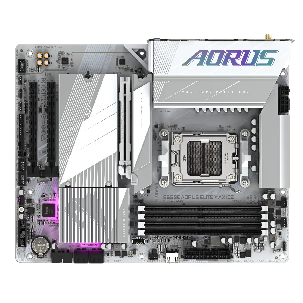 GIGABYTE B650E AORUS ELITE X AX ICE Scheda madre - AMD Ryzen serie 9000, VRM a 12+2+2 fasi, fino a 8000 MHz DDR5 (OC), 1xPCIe 5.0 + 2xPCIe 4.0 M.2, LAN 2,5 GbE, WIFI 6E, USB 3.2 Gen 2