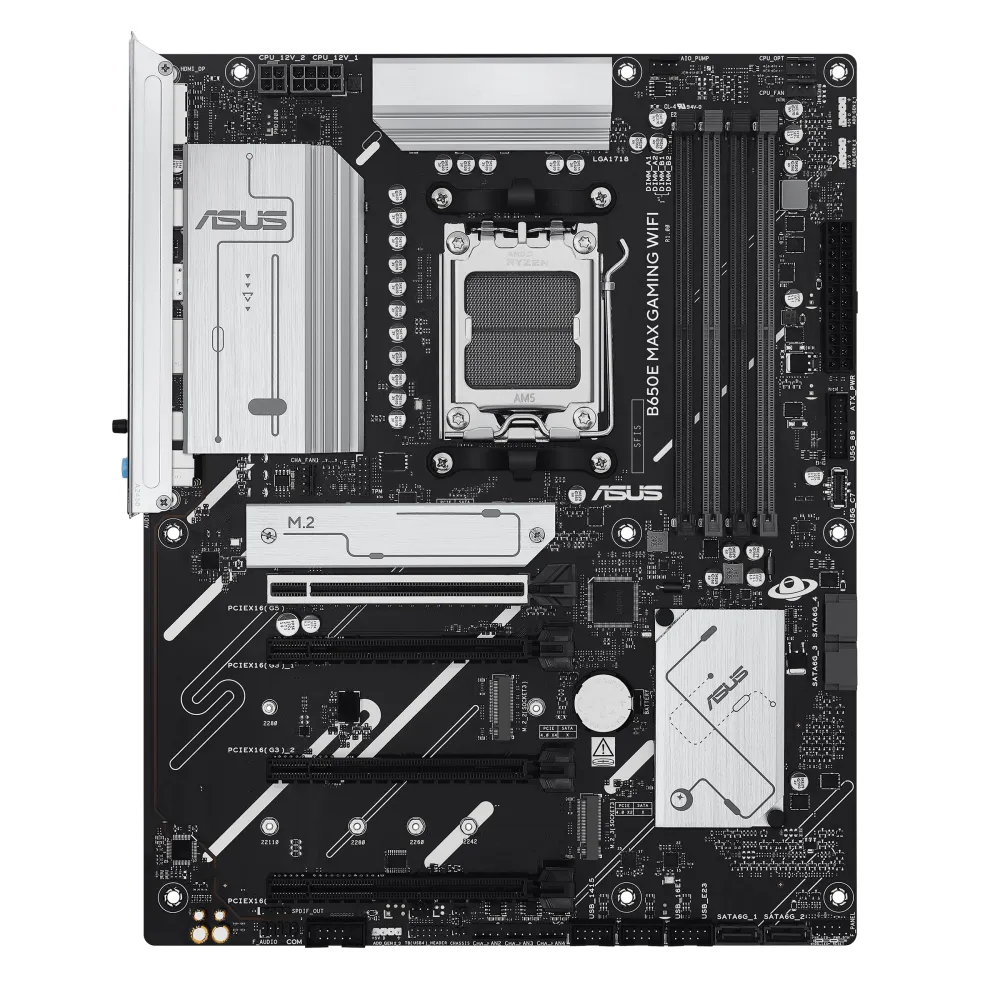 ASUS B650E MAX GAMING WIFI AMD B650 Socket AM5 ATX, 2.5 Gigabit Ethernet, Wi-Fi 6E (802.11ax), Bluetooth 5.3