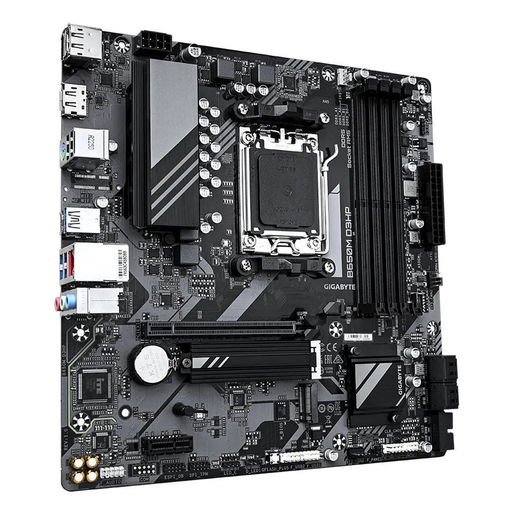 GIGABYTE B650M D3HP Scheda madre - AMD Ryzen serie 9000, VRM a 5+2+2 fasi, fino a 7600 MHz DDR5 (OC), 2xPCIe 4.0 M.2, LAN 2,5 GbE, USB 3.2 Gen 1