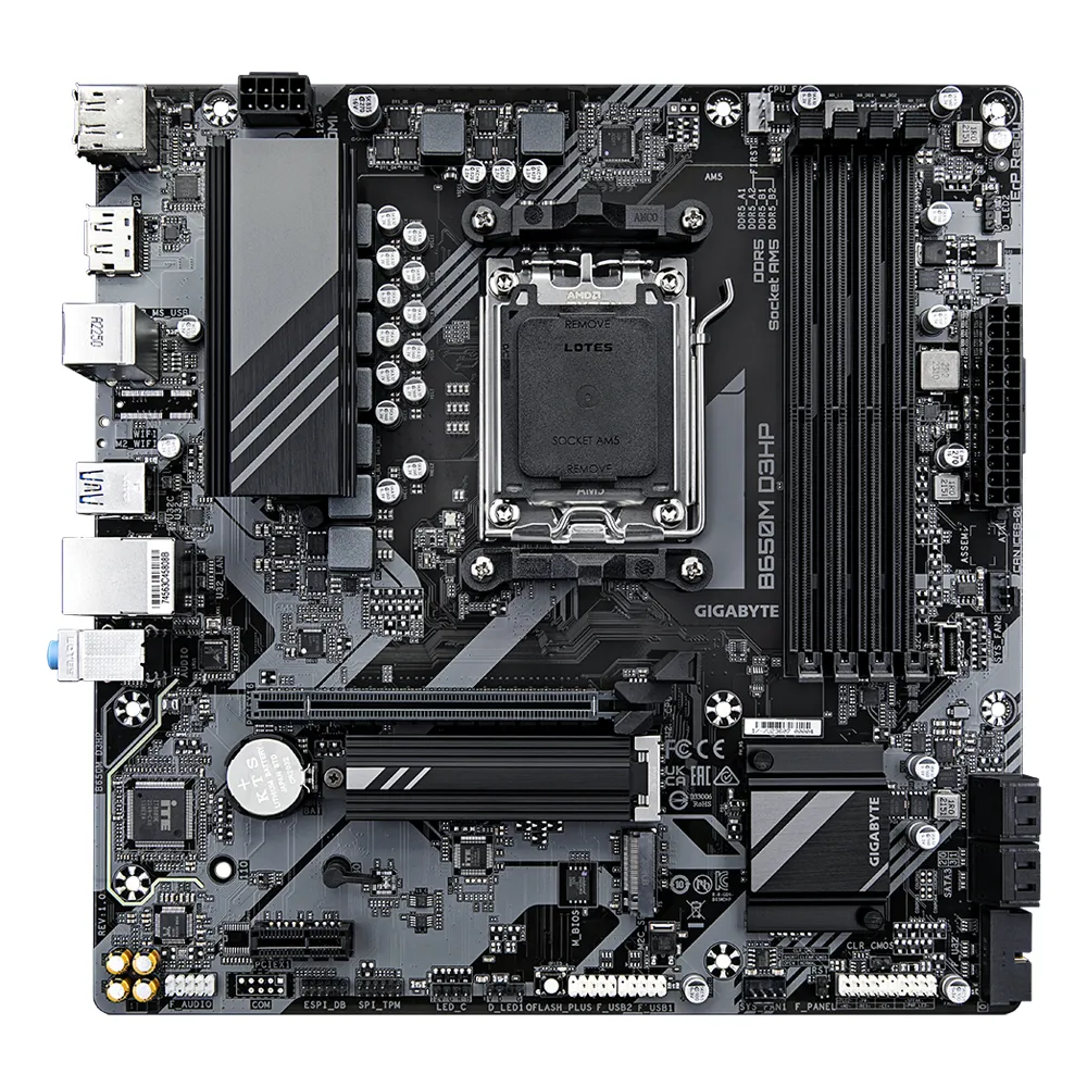GIGABYTE B650M D3HP Scheda madre - AMD Ryzen serie 9000, VRM a 5+2+2 fasi, fino a 7600 MHz DDR5 (OC), 2xPCIe 4.0 M.2, LAN 2,5 GbE, USB 3.2 Gen 1