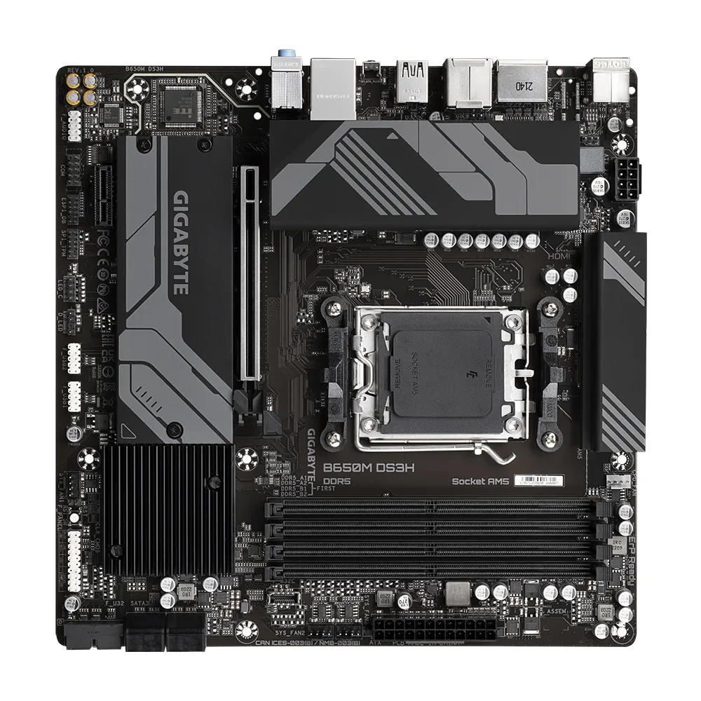 GIGABYTE B650M DS3H Scheda madre - AMD Ryzen serie 9000, VRM a 6+2+1 fasi, fino a 8000 MHz DDR5 (OC), 2xPCIe 4.0 M.2, LAN 2,5 GbE, USB 3.2 Gen 2