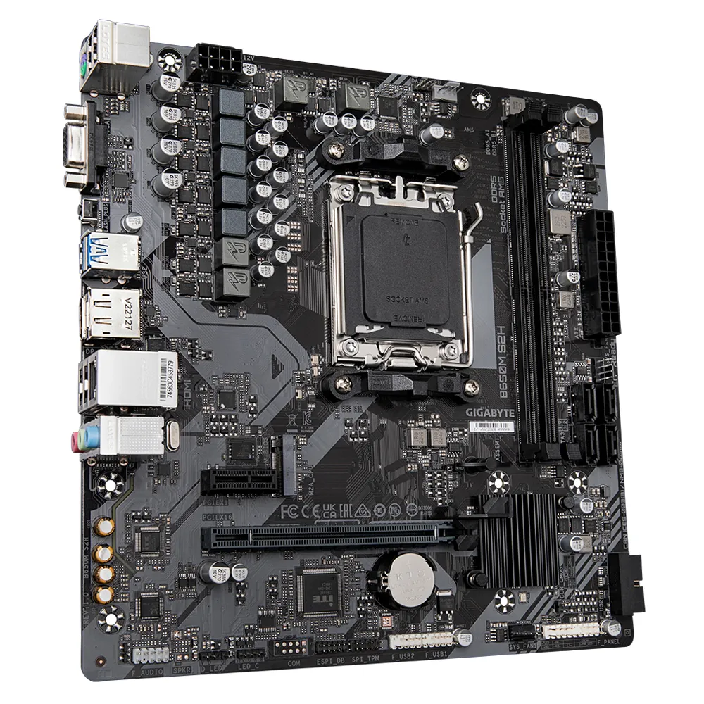 GIGABYTE B650M S2H Scheda madre - AMD Ryzen serie 9000, VRM a 5+2+2 fasi, fino a 6400 MHz DDR5 (OC), 1xPCIe 4.0 M.2, LAN GbE, USB 3.2 Gen 1