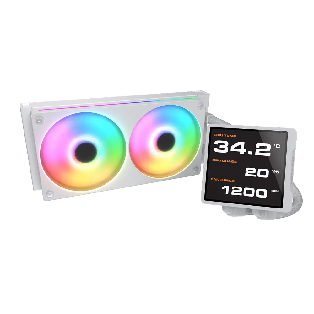 Cougar Poseidon Vistek Pro 240 - AIO, LGA1851-1700-1200-AM5-AM4, Radiatore 240mm, ARGB, Bianco, Display IPS
