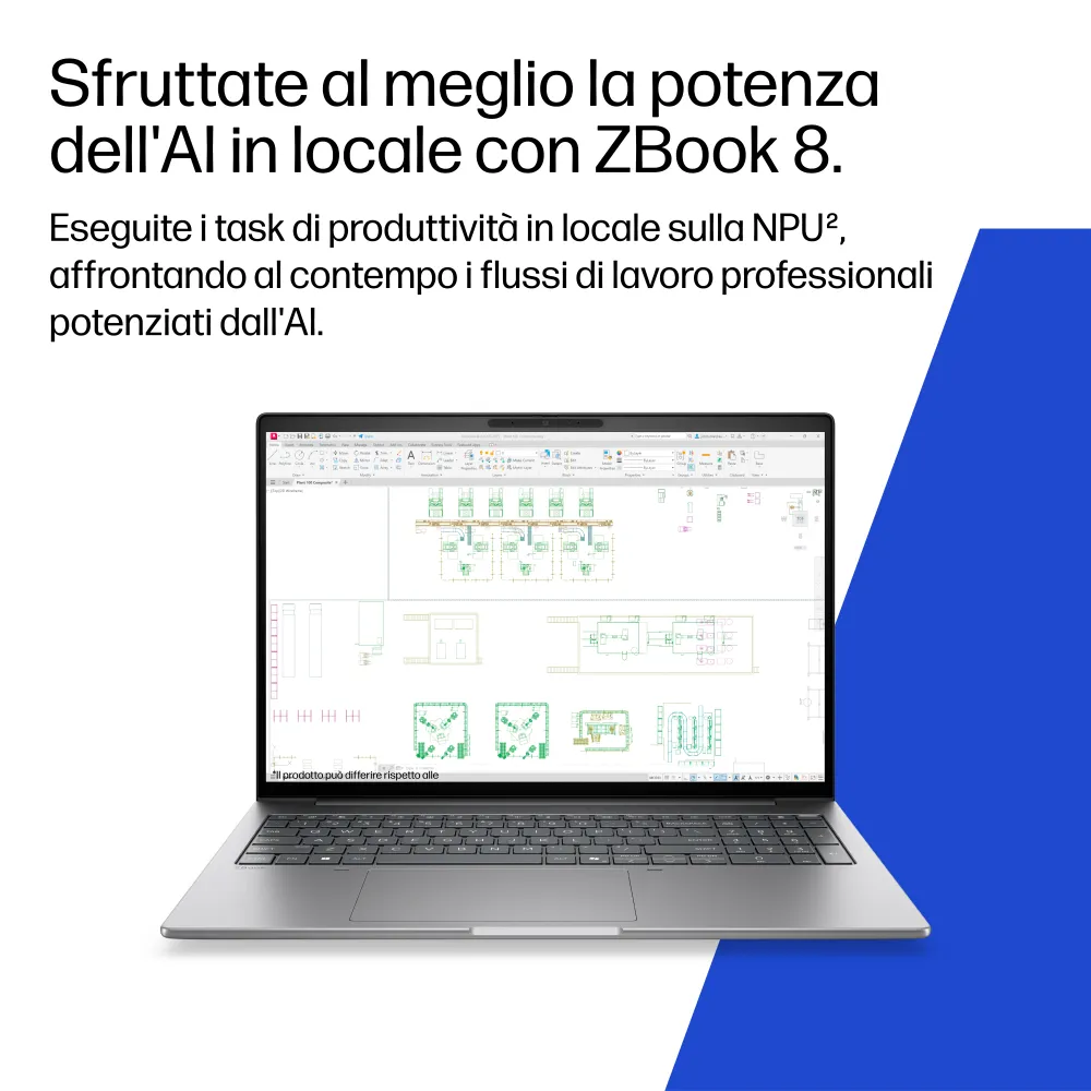 HP ZBook 8 G2i - Display 16" WUXGA, Intel Core Ultra 7 366H, 48GB RAM, 1TB SSD, NVIDIA RTX PRO 500, Windows 11 Pro, AI PC, Argento