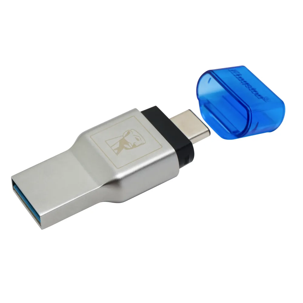 Kingston Technology MobileLite Duo 3C lettore di schede USB 3.2 Gen 1 (3.1 Gen 1) Type-A/Type-C Blu, Argento