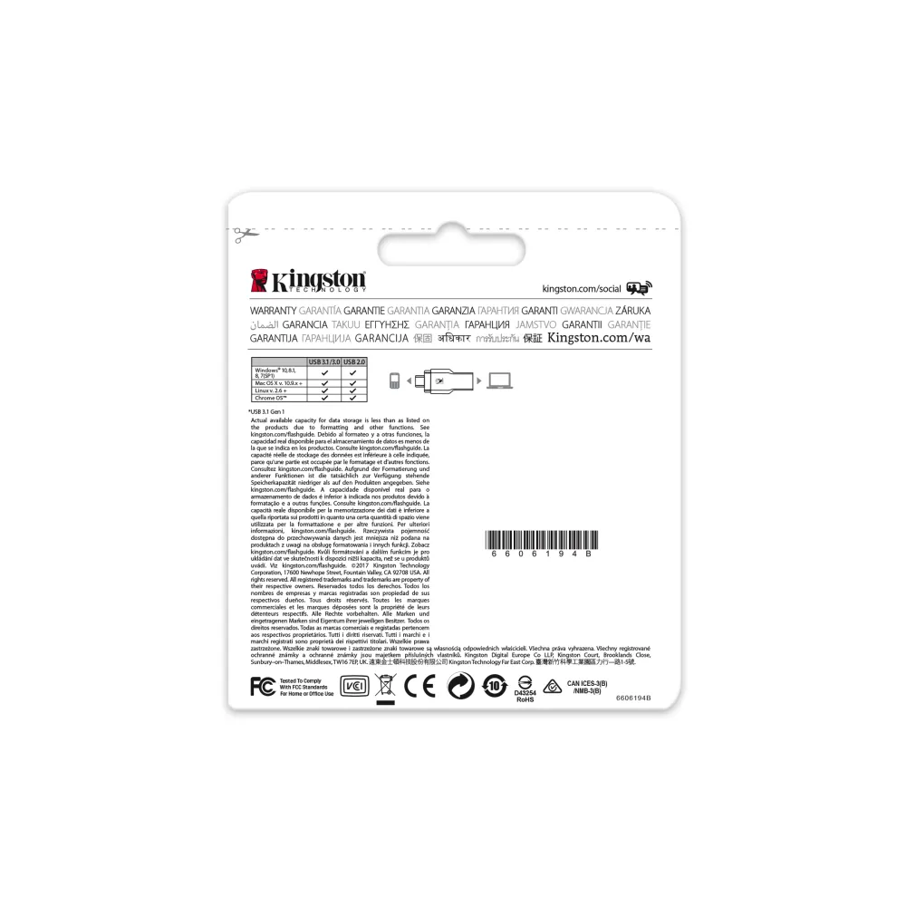 Kingston Technology MobileLite Duo 3C lettore di schede USB 3.2 Gen 1 (3.1 Gen 1) Type-A/Type-C Blu, Argento