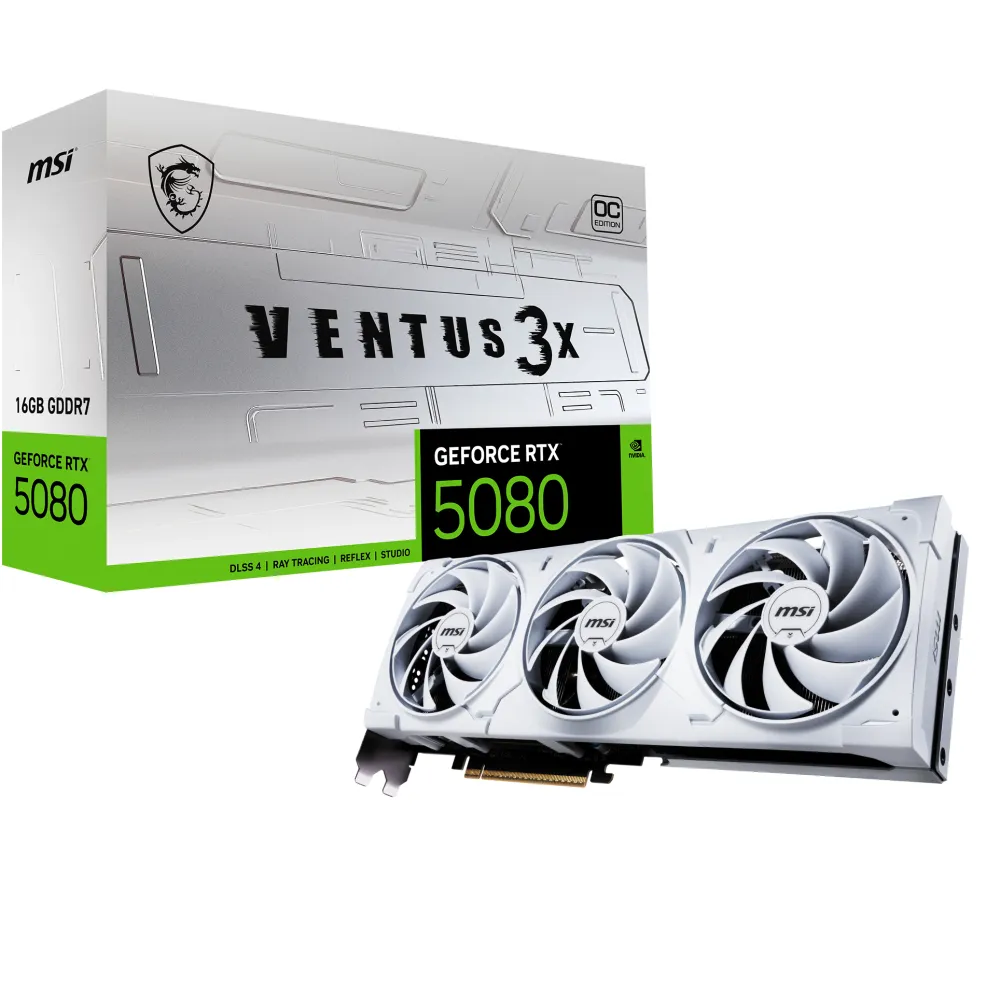 MSI VENTUS GEFORCE RTX 5080 16G 3X OC WHITE scheda video NVIDIA 16 GB GDDR7, 7680 x 4320 Pixel 256 bit PCI Express x16 5.0, Quantità porte HDMI: 1, DisplayPorts: 3