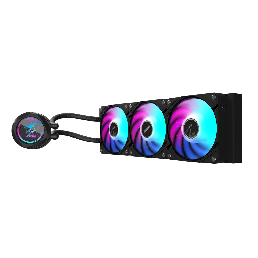 GIGABYTE AORUS WATERFORCE II 360 AIO Raffreddamento a liquido per CPU - 3x ventole ARGB da 120 mm, meccanismo a incastro, DAISY-CHAIN, compatibile con Intel LGA 1851 e AMD AM5