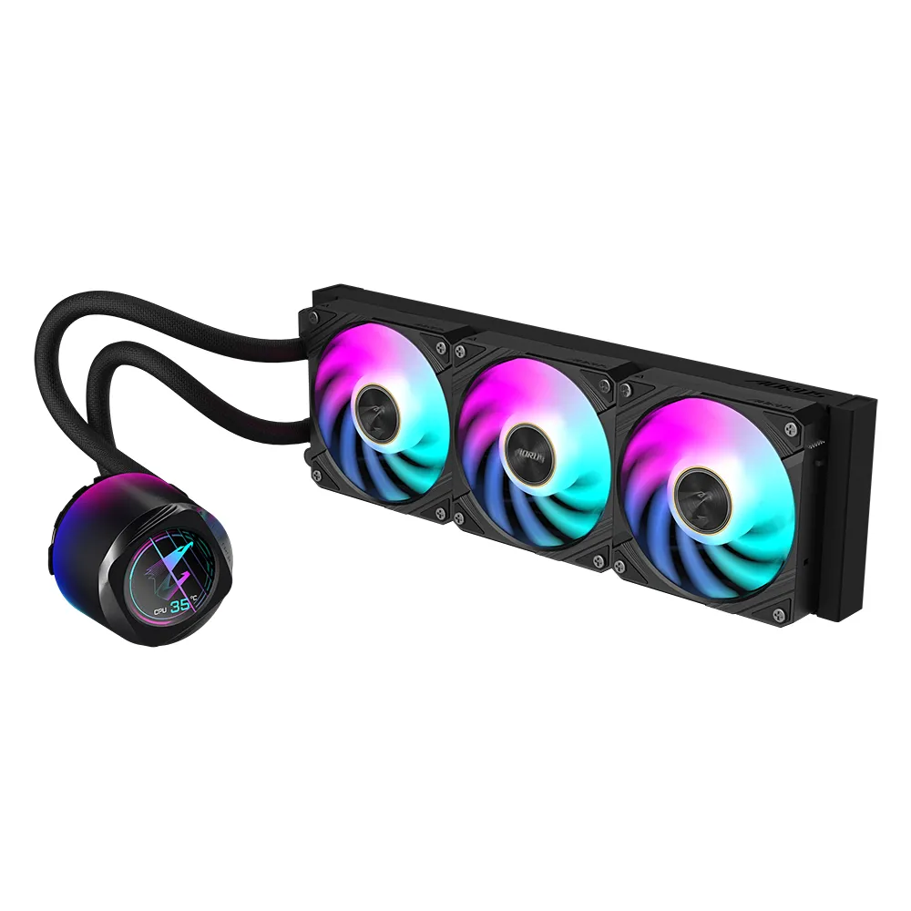GIGABYTE AORUS WATERFORCE X II 360 Raffreddamento a liquido per CPU AIO - 3x ventole ARGB da 120 mm, LCD a colori, DAISY-CHAIN, compatibile con Intel LGA 1851 e AMD AM5