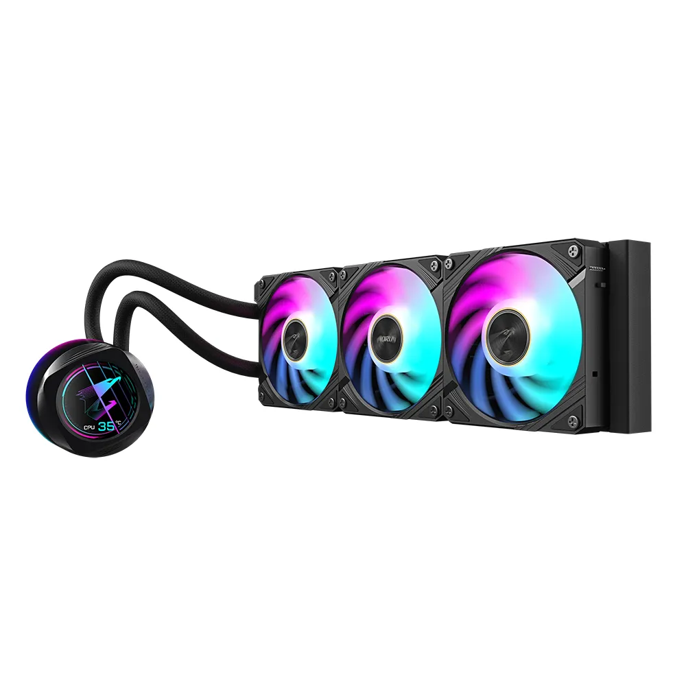 GIGABYTE AORUS WATERFORCE X II 360 Raffreddamento a liquido per CPU AIO - 3x ventole ARGB da 120 mm, LCD a colori, DAISY-CHAIN, compatibile con Intel LGA 1851 e AMD AM5