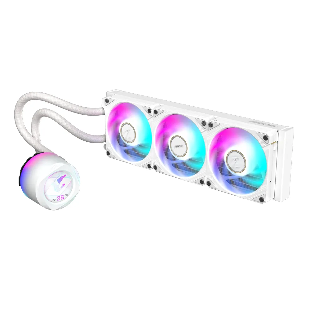 GIGABYTE AORUS WATERFORCE X II 360 ICE Raffreddamento a liquido per CPU AIO - 3x ventole ARGB da 120 mm, LCD a colori, DAISY-CHAIN, compatibile con Intel LGA 1851 e AMD AM5