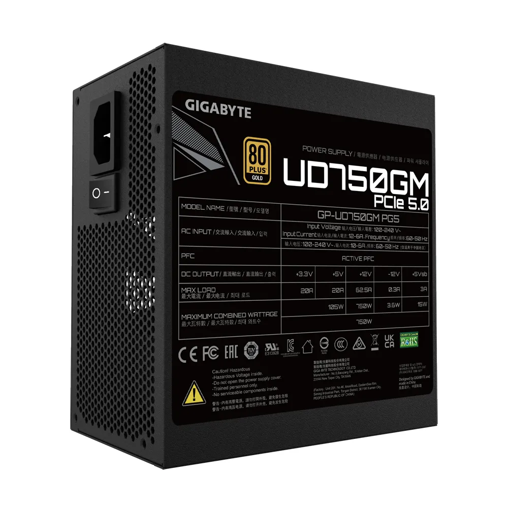 GIGABYTE UD750GM PG5 Alimentatore 750W ATX 80 PLUS Gold Nero