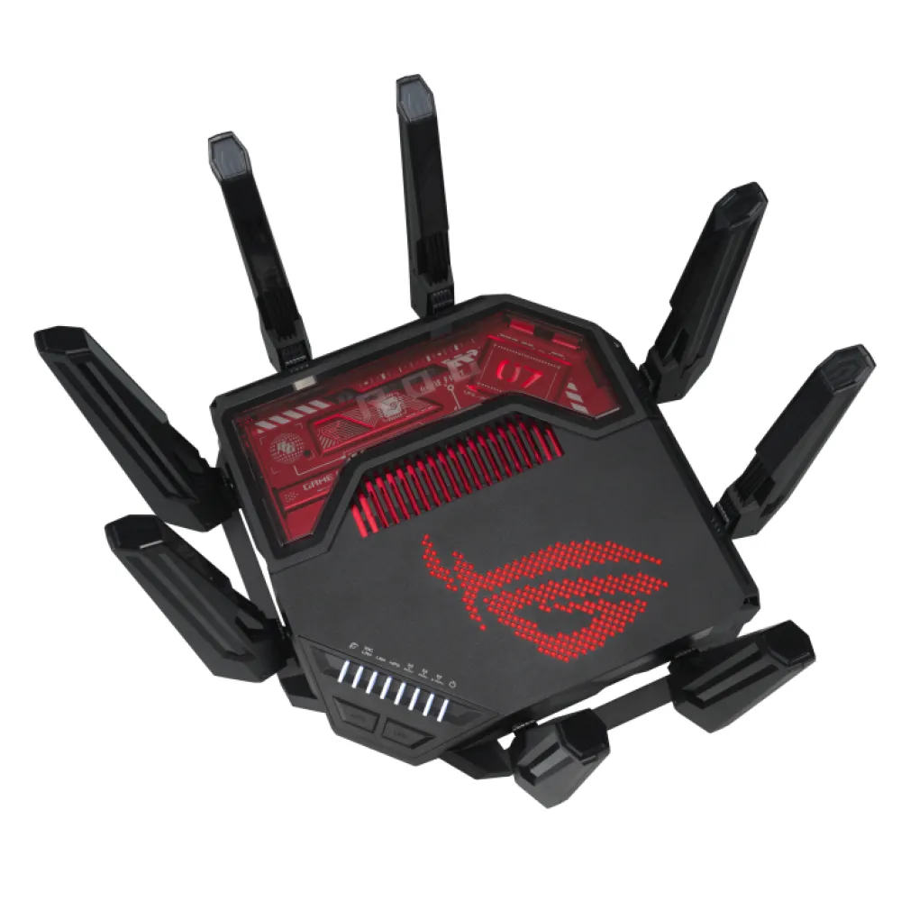 ASUS ROG Rapture GT-BE19000 router wireless Multi-Gigabit Ethernet Tri-band (2,4 GHz/5 GHz/6 GHz) Nero, Rosso