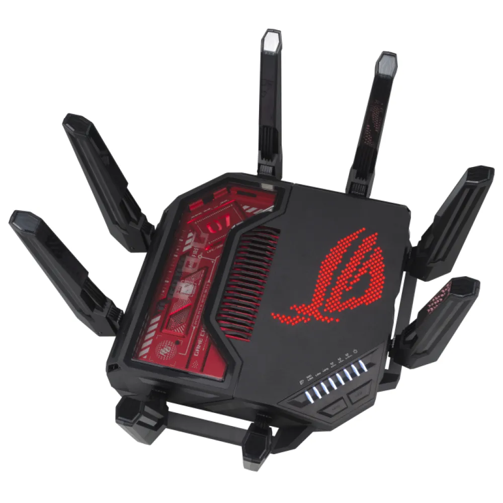 ASUS ROG Rapture GT-BE19000 router wireless Multi-Gigabit Ethernet Tri-band (2,4 GHz/5 GHz/6 GHz) Nero, Rosso