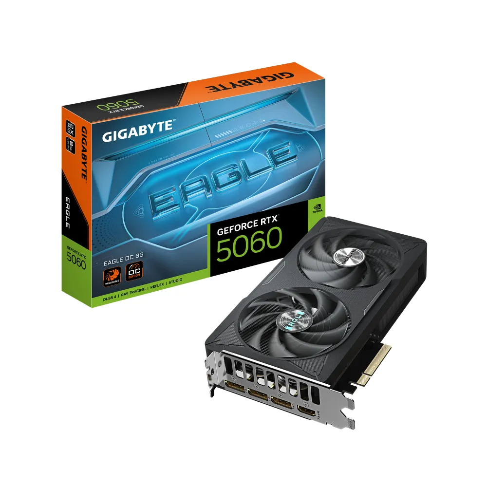 Gigabyte GeForce RTX 5060 EAGLE OC 8GB GDDR7 DLSS4, PCi Ex 5.0 16x, Quantità porte HDMI 1, DisplayPort 3