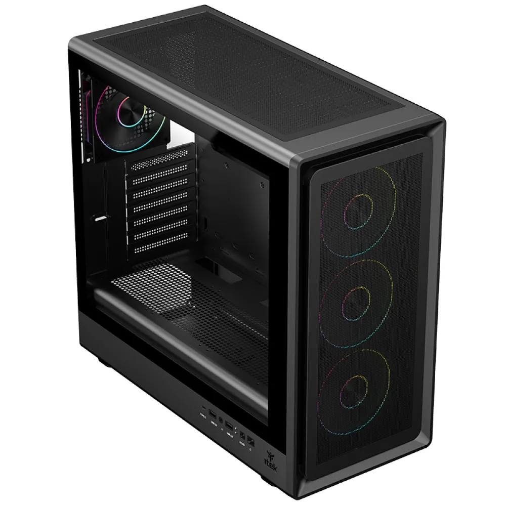 itek MESHCORE 36B Black - Case ATX, Pannello Mesh, 4 Ventole ARGB, USB-C