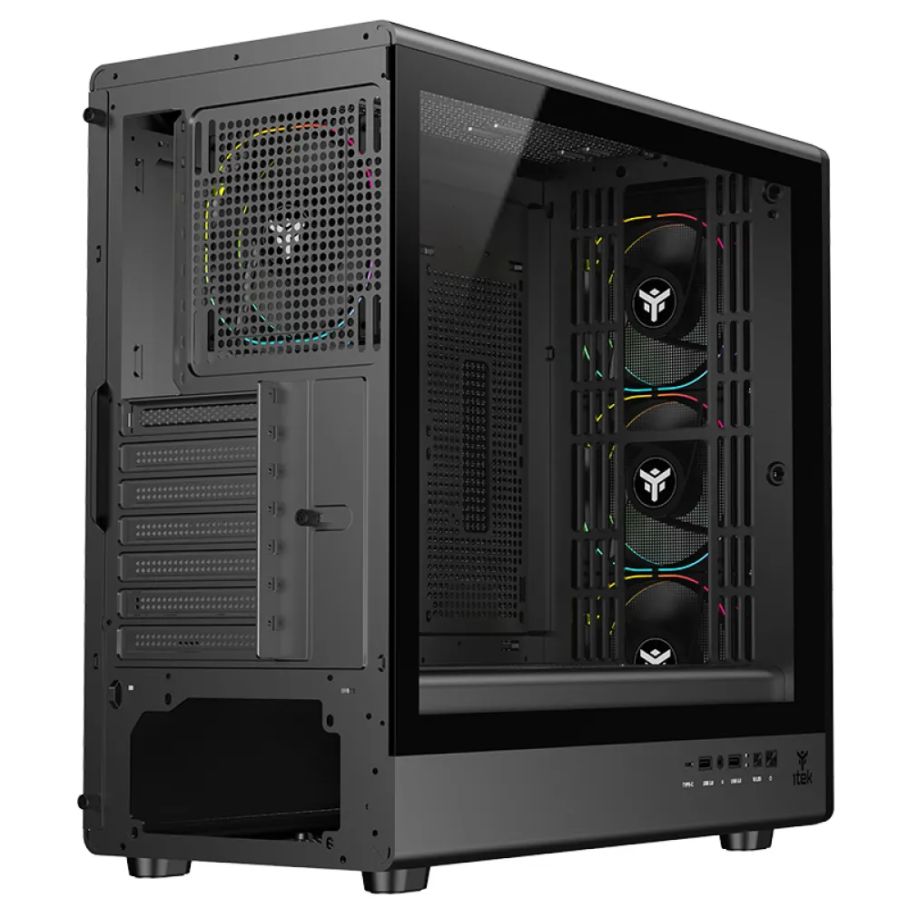 itek MESHCORE 36B Black - Case ATX, Pannello Mesh, 4 Ventole ARGB, USB-C