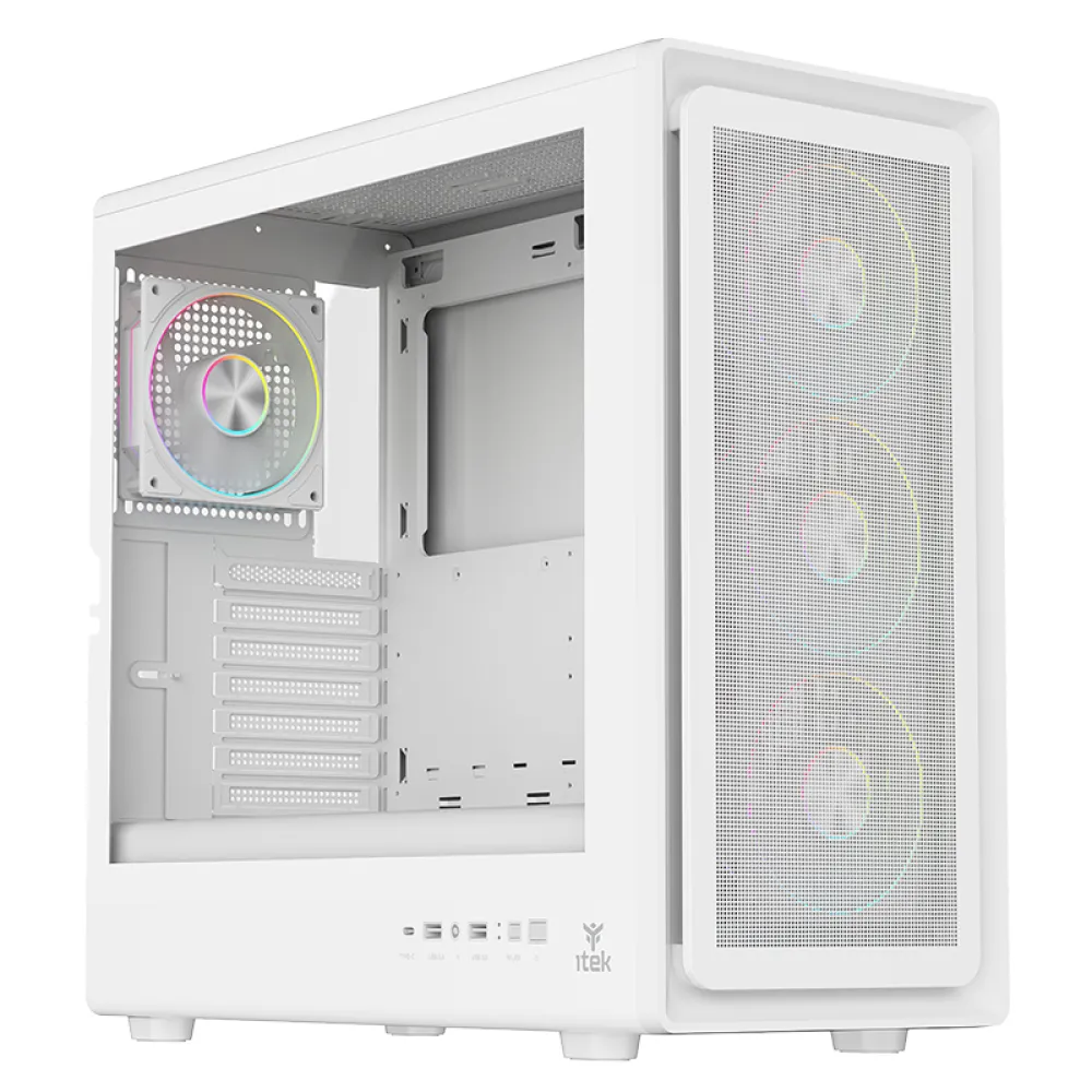 itek MESHCORE 36W White - Case ATX, Pannello Mesh, 4 Ventole ARGB, USB-C