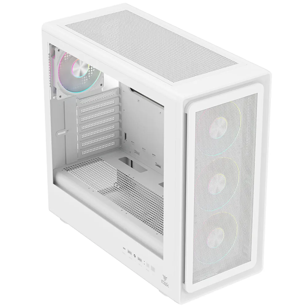 itek MESHCORE 36W White - Case ATX, Pannello Mesh, 4 Ventole ARGB, USB-C