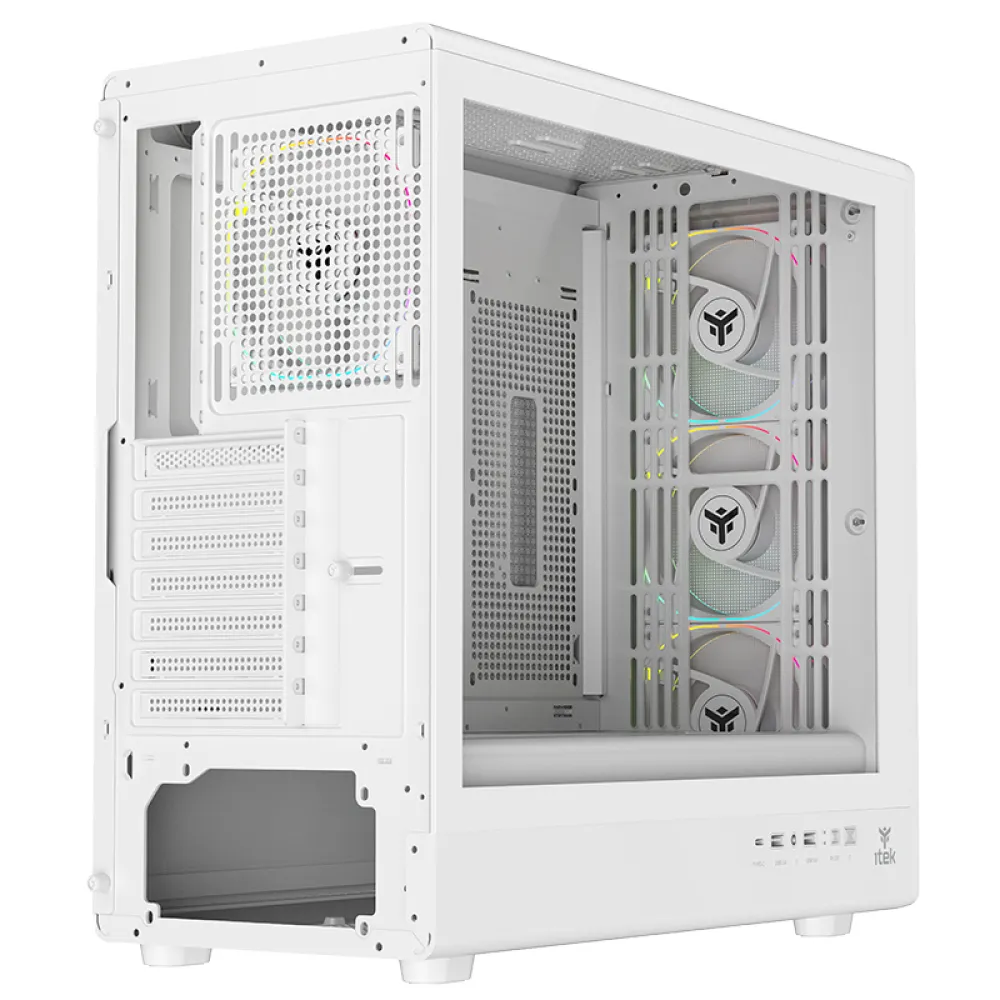 itek MESHCORE 36W White - Case ATX, Pannello Mesh, 4 Ventole ARGB, USB-C