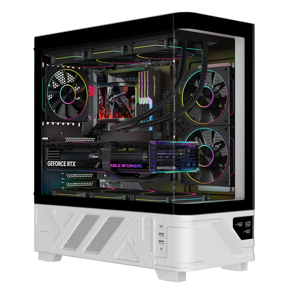 Case itek NETRON CURVED - Gaming Tower- ATX- 3x12cm ARGB fan- 2xUSB3- Type-C- Darker Temp Glass Side & Front Panel- Display
