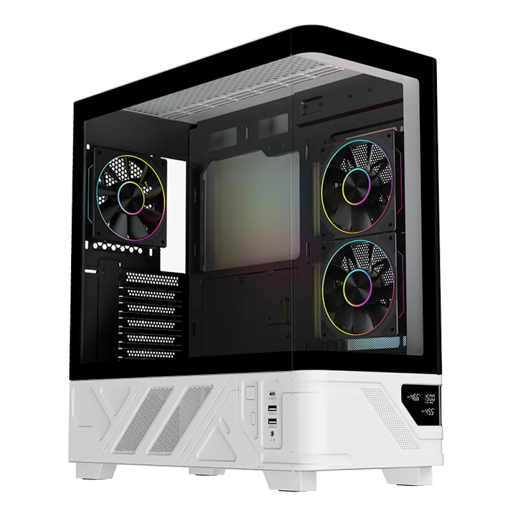Case itek NETRON CURVED - Gaming Tower- ATX- 3x12cm ARGB fan- 2xUSB3- Type-C- Darker Temp Glass Side & Front Panel- Display