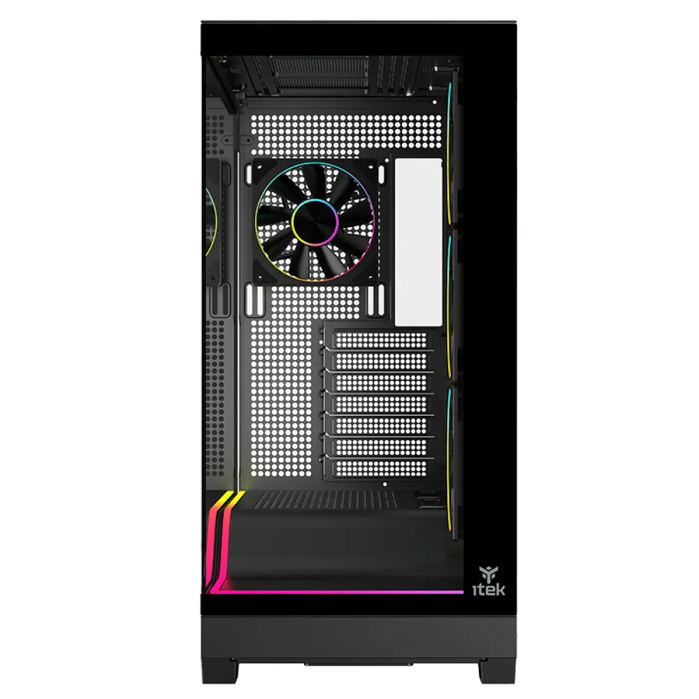Case SHOWBUI WAVE 82B - Gaming Tower- ATX- 4x12cm ARGB fan- 2xUSB3- Type-C- Darker Temp Glass Side & Front Panel