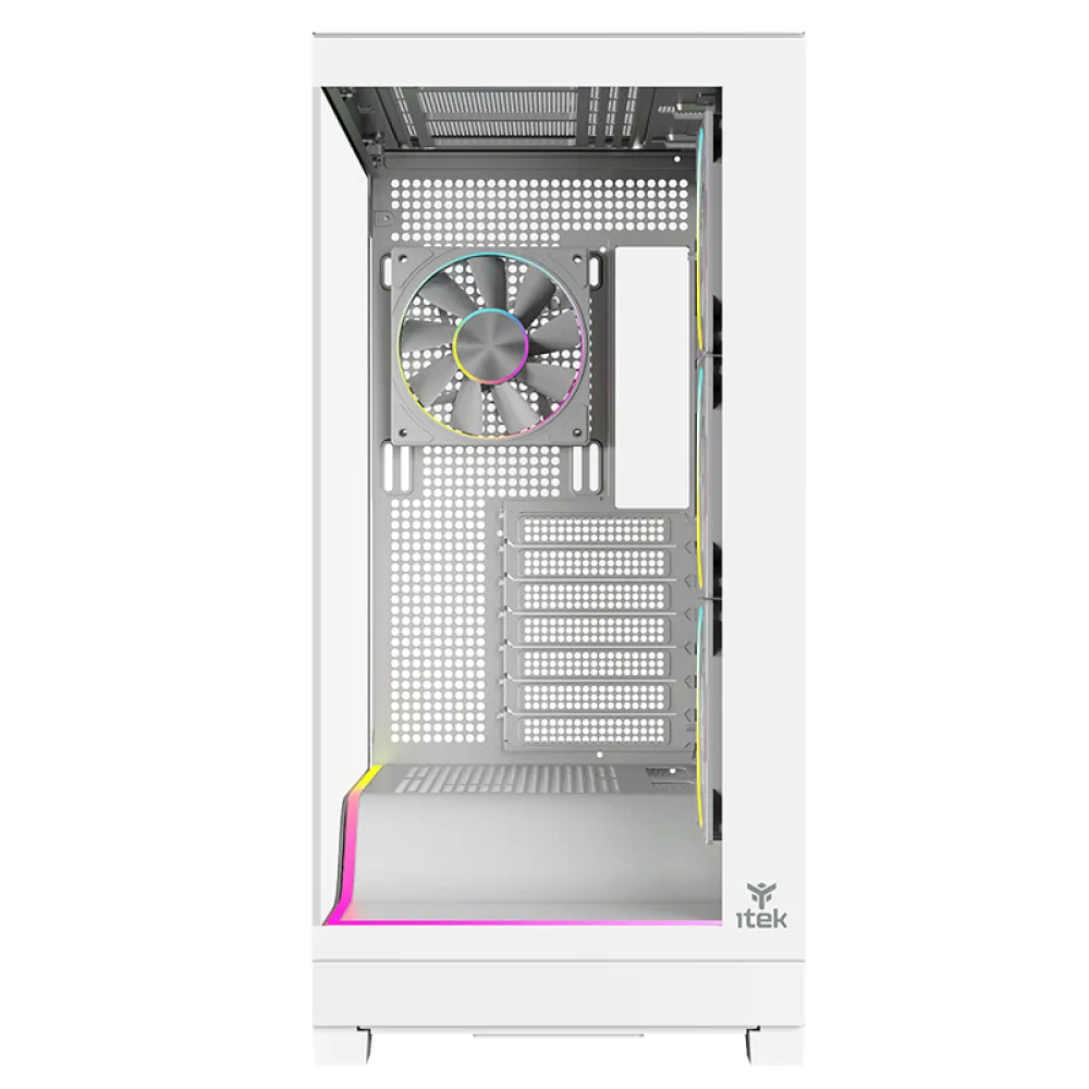 Case SHOWBUI WAVE 82W - Gaming Tower- ATX- 4x12cm ARGB fan- 2xUSB3- Type-C- Temp Glass Side & Front Panel- White Ed.