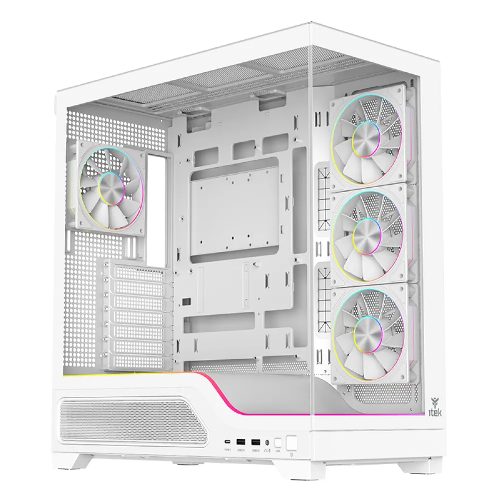 Case SHOWBUI WAVE 82W - Gaming Tower- ATX- 4x12cm ARGB fan- 2xUSB3- Type-C- Temp Glass Side & Front Panel- White Ed.
