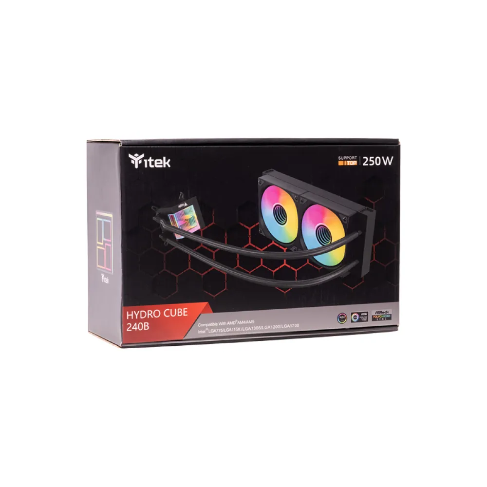 itek HYDRO CUBE 240B Dissipatore a Liquido 12 cm Nero 1 pz