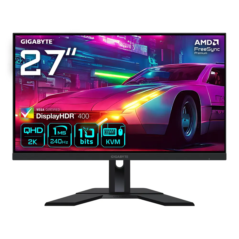 GIGABYTE M27Q X 27" Monitor da Gioco QHD - 2560 x 1440, 240Hz, 1ms, 250 cd/m², FreeSync Premium, Display HDR400, HDMI 2.0, Displayport 1.4