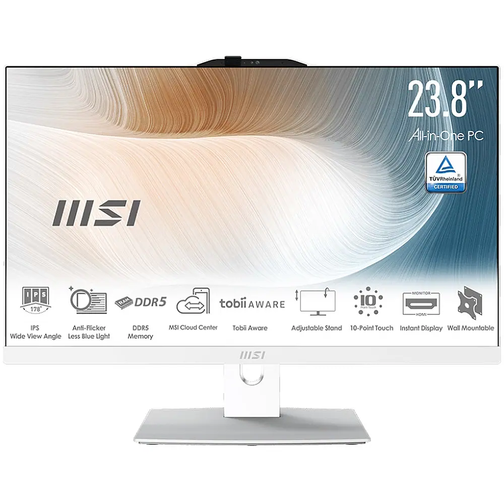 MSI Modern AM242TP 1M-1245IT PC All In One - Schermo: 23,8" Touch - Cpu: INTEL CORE 5 120U - Ram: 16GB - SSD: 512GB - Sistema Operativo: Windows 11 Pro - Colore: Bianco